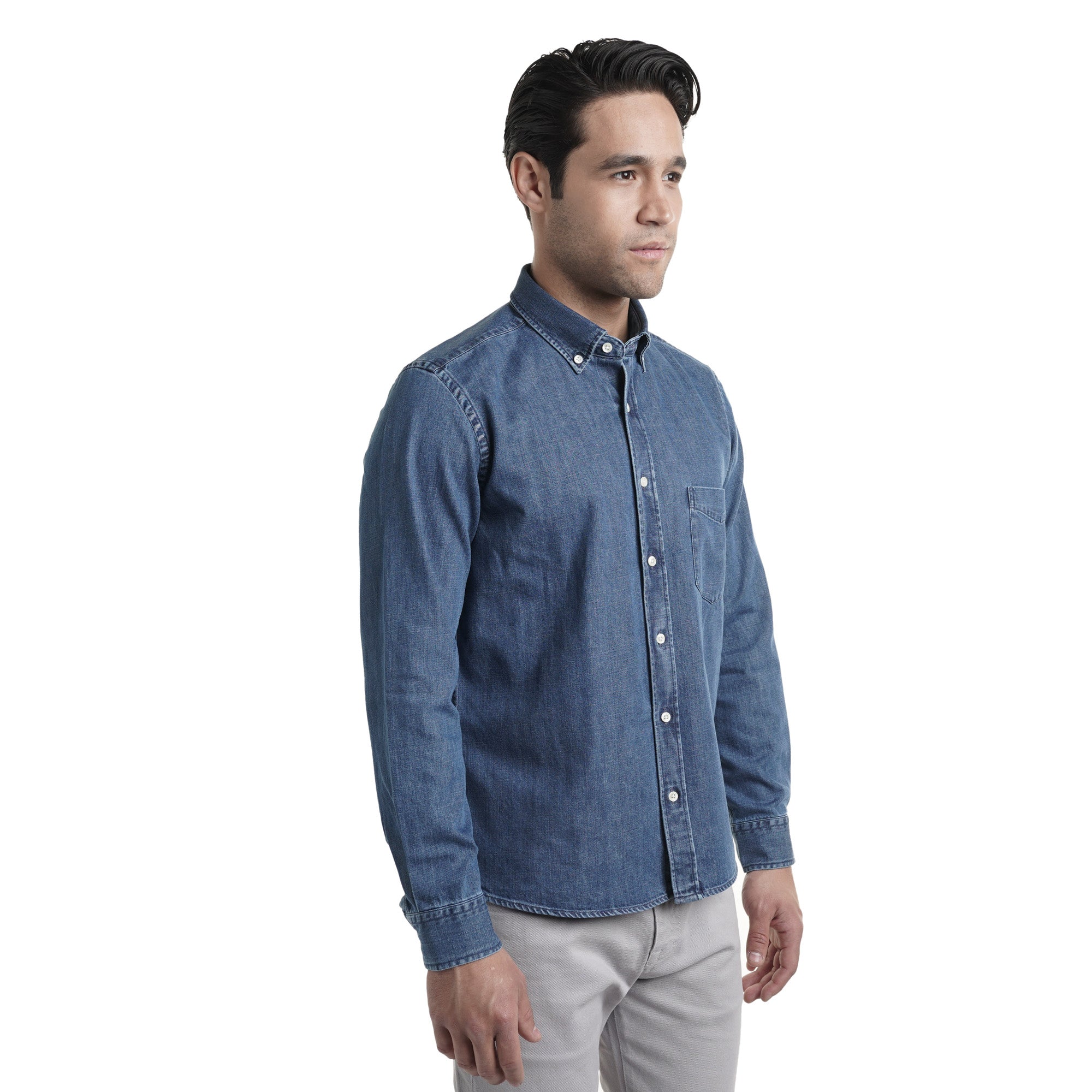 Men's Stylish Fashionable Trendy And Full Sleeves Plain Blue Denim Shirt  Density: 2.1-2.3 Gram Per Cubic Centimeter(g/cm3) at Best Price in Kolkata  | Rajputana